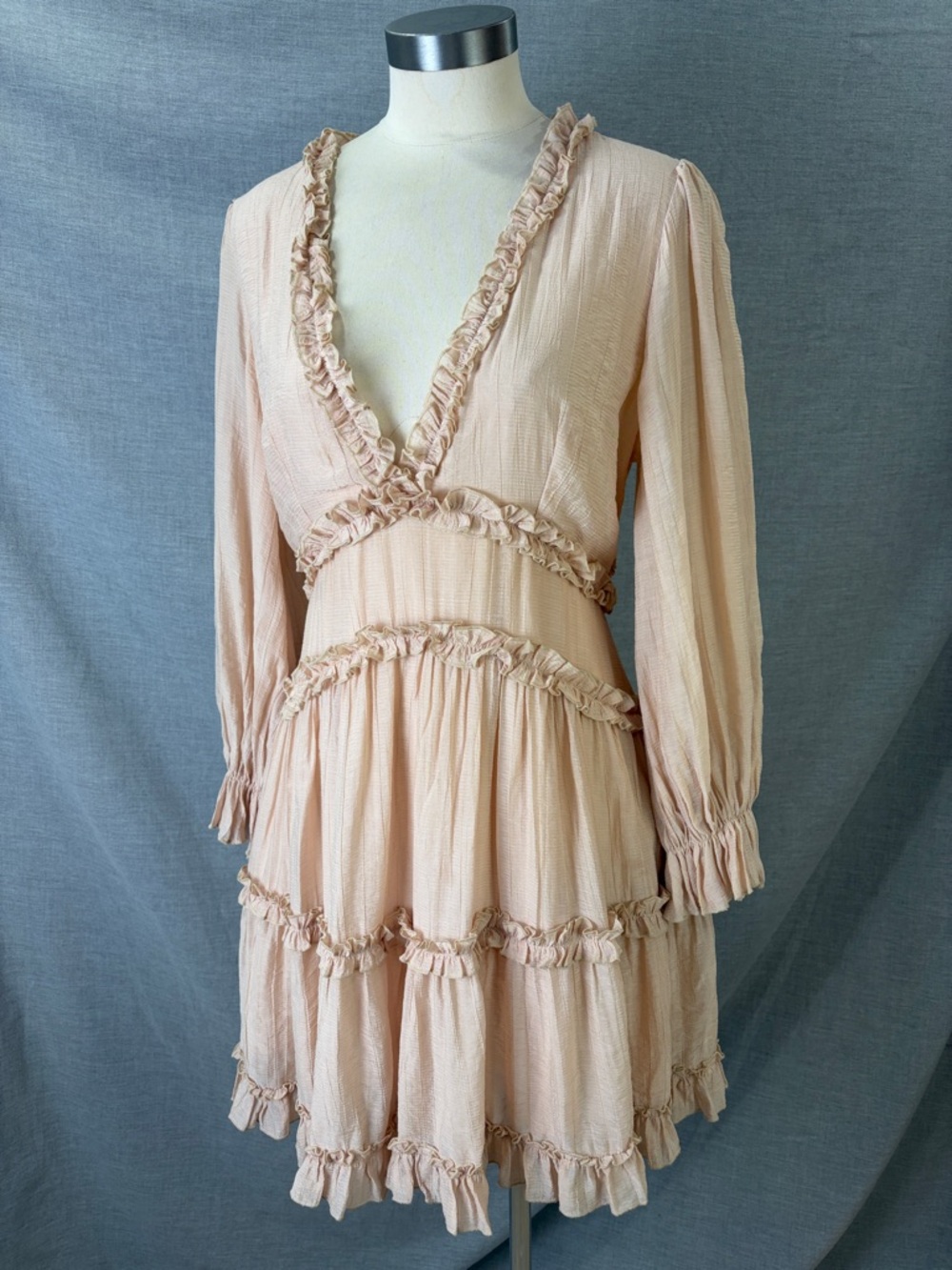 Princess Polly Pink Ruffle Mini Dress Open Back Long Sleeve 8 Pastel Party - Picture 2 of 11